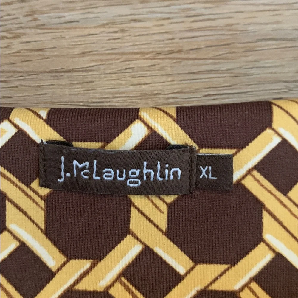J. McLaughlin Brown and Mustard Geometric Long Sleeve Shift Dress size XL - Picture 6 of 11